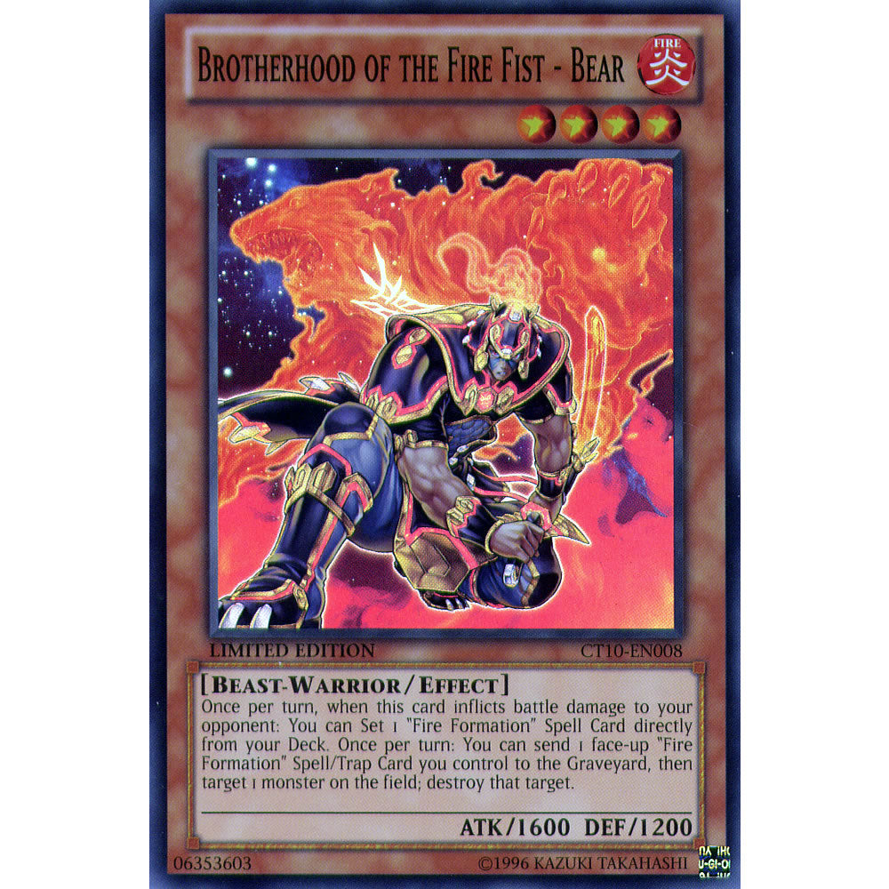 Brotherhood of the Fire Fist - Bear CT10-EN008 Yu-Gi-Oh! Card from the Collector Tin 2013 Promo Set