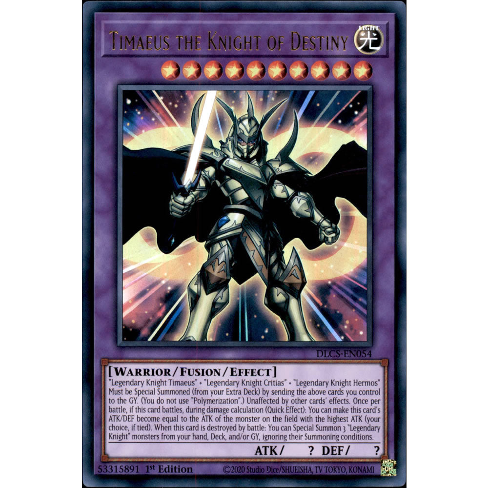 Timaeus the Knight of Destiny DLCS-EN054 Yu-Gi-Oh! Card from the Dragons of Legend: The Complete Series Set