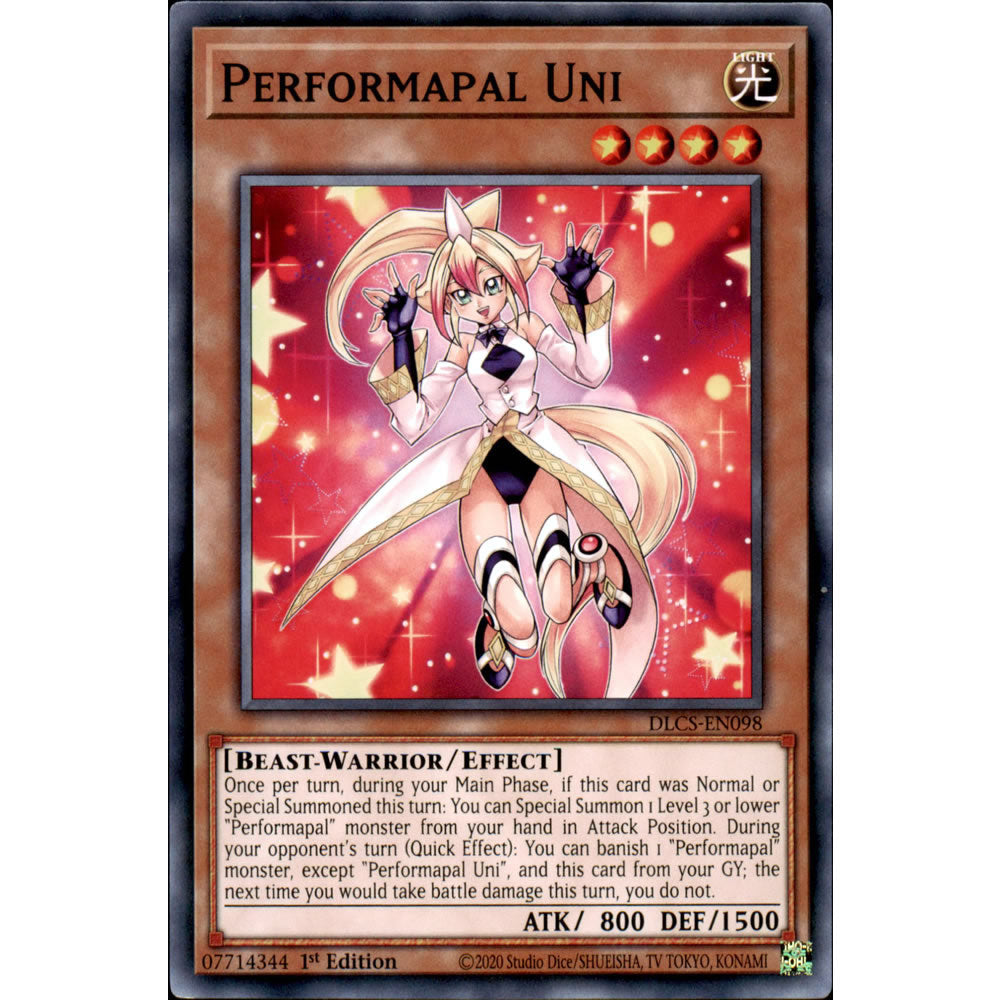 Performapal Uni DLCS-EN098 Yu-Gi-Oh! Card from the Dragons of Legend: The Complete Series Set