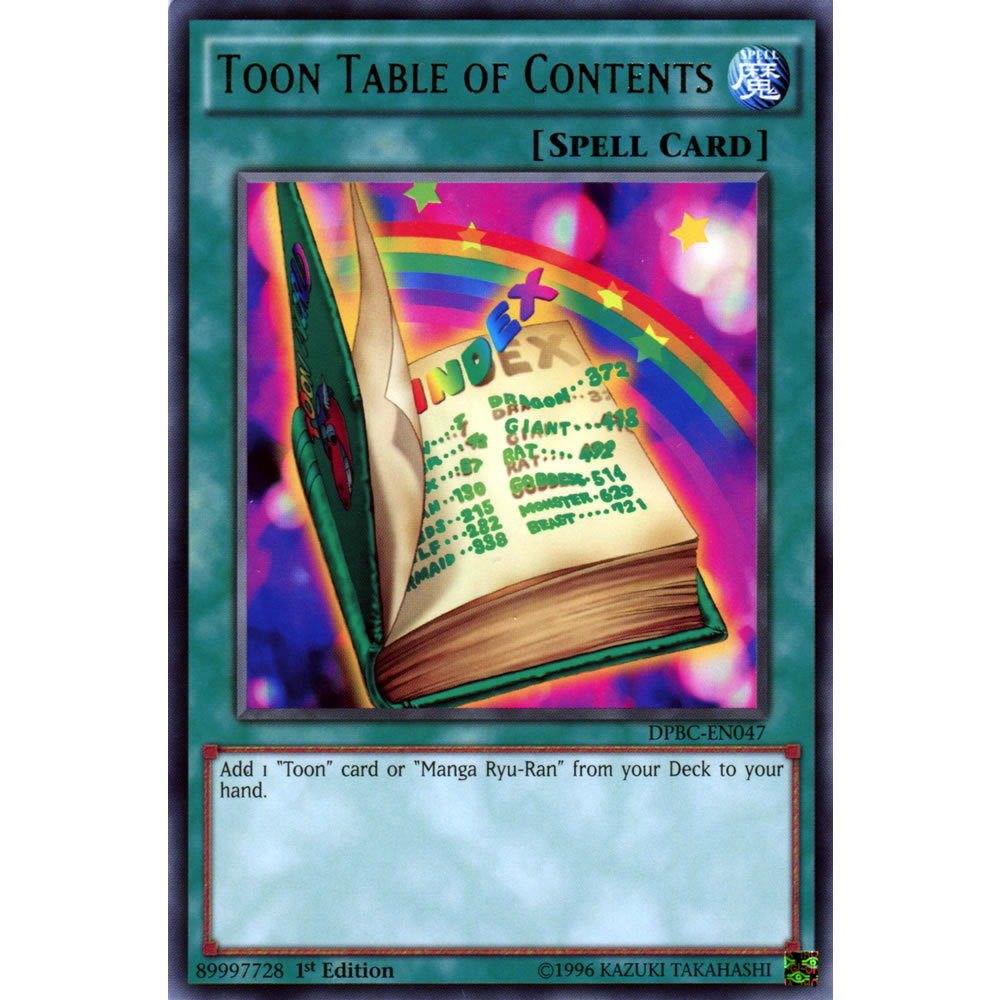 Toon Table of Contents DPBC-EN047 Yu-Gi-Oh! Card from the Duelist Pack: Battle City Set