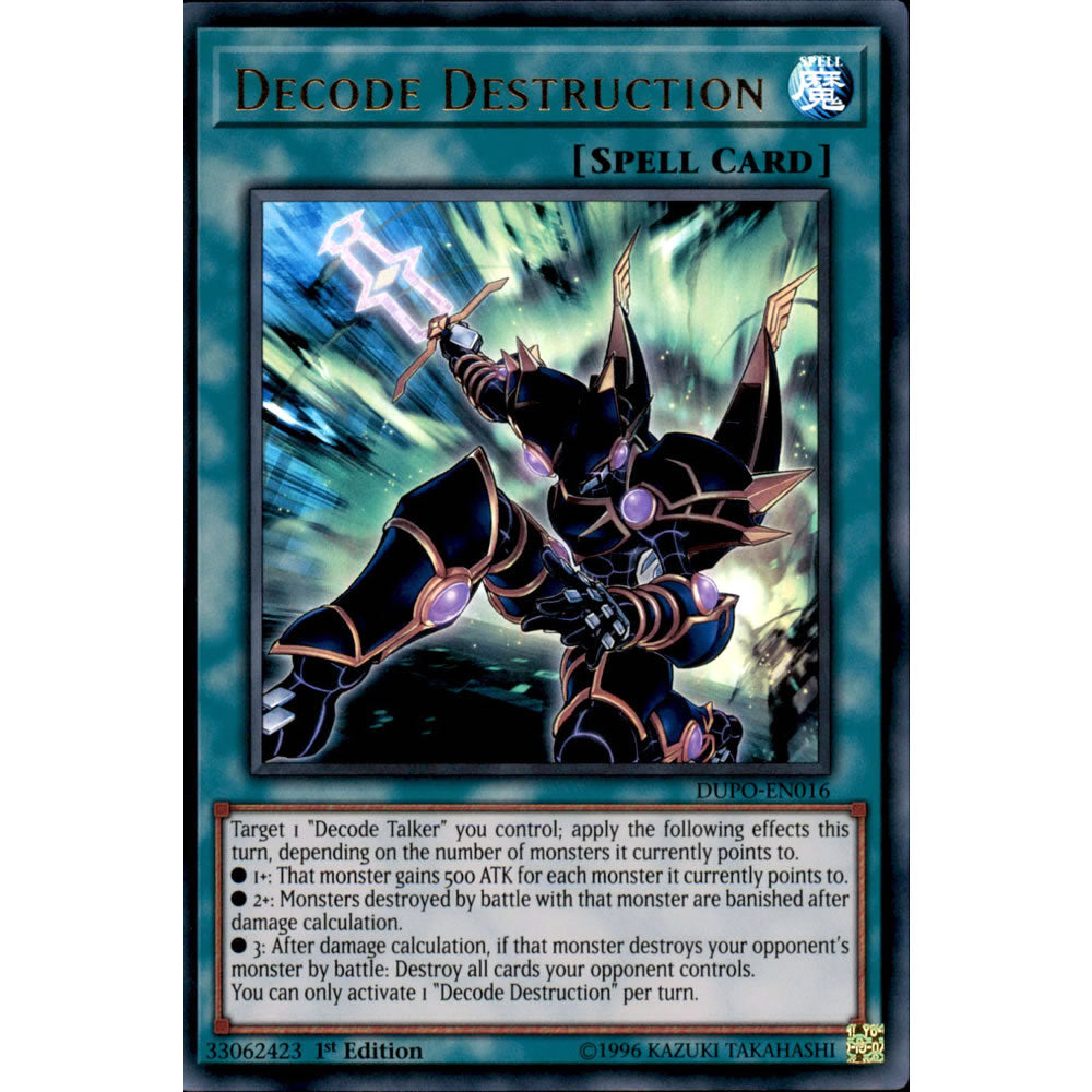 Decode Destruction DUPO-EN016 Yu-Gi-Oh! Card from the Duel Power Set