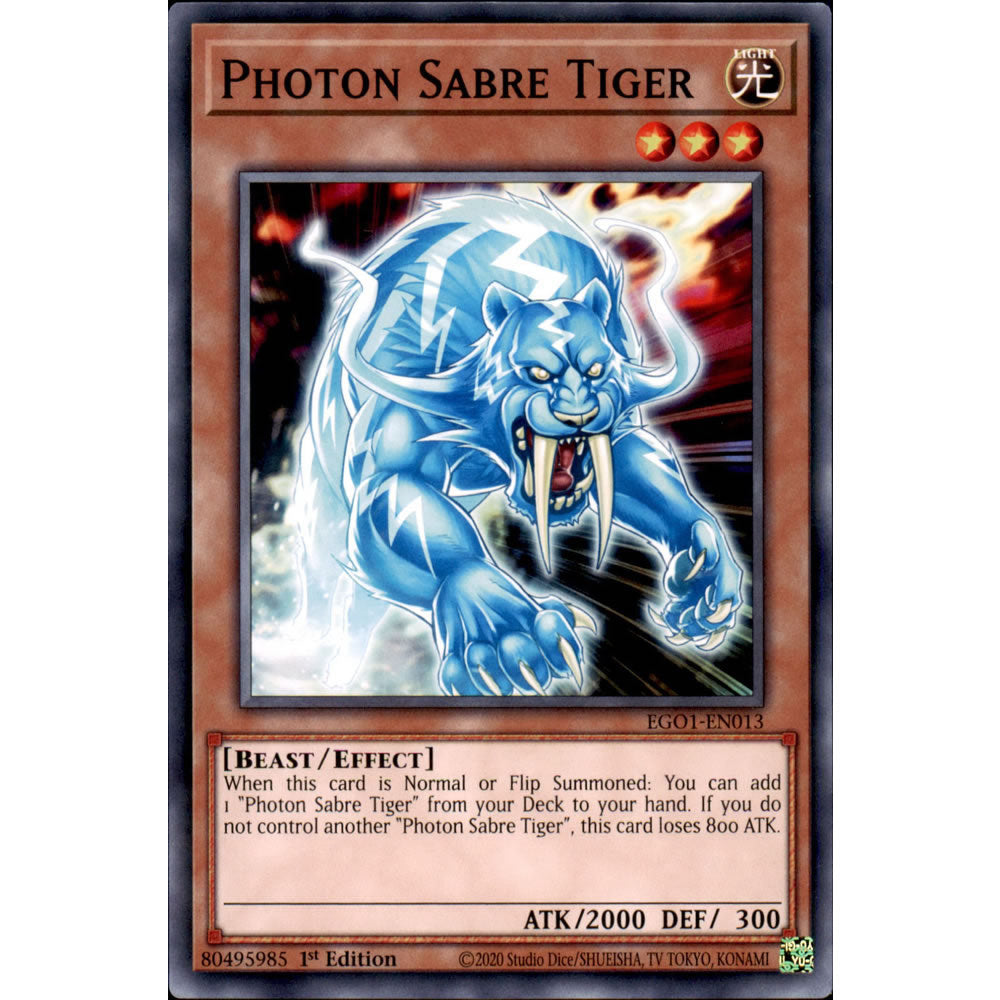 Photon Sabre Tiger EGO1-EN013 Yu-Gi-Oh! Card from the Egyptian God Deck: Obelisk the Tormentor Set