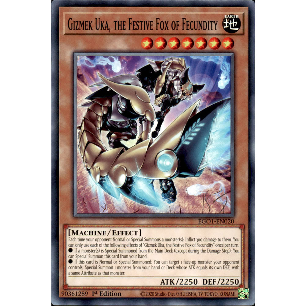 Gizmek Uka, the Festive Fox of Fecundity EGO1-EN020 Yu-Gi-Oh! Card from the Egyptian God Deck: Obelisk the Tormentor Set