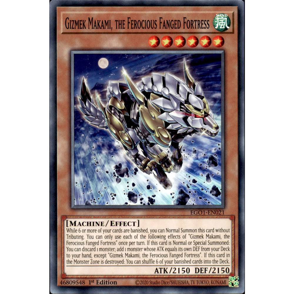 Gizmek Makami, the Ferocious Fanged Fortress EGO1-EN021 Yu-Gi-Oh! Card from the Egyptian God Deck: Obelisk the Tormentor Set