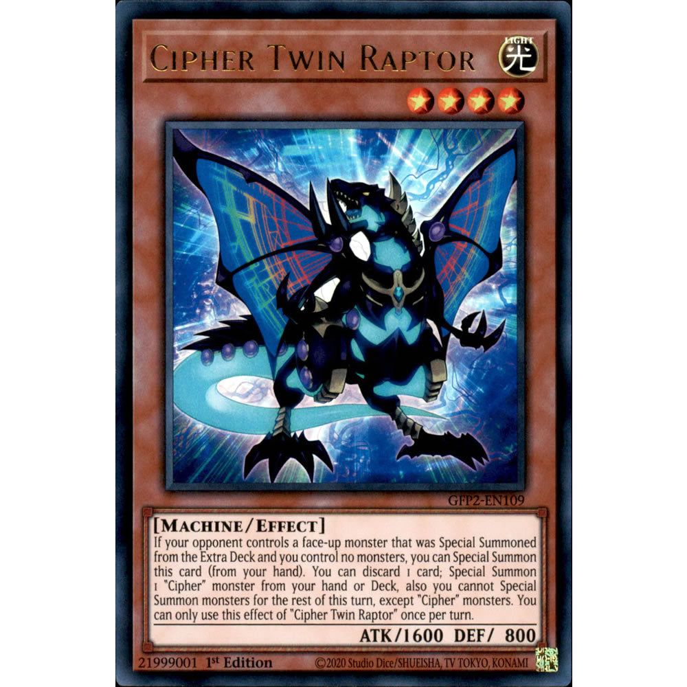 Cipher Twin Raptor GFP2-EN109 Yu-Gi-Oh! Card from the Ghosts From the Past: The 2nd Haunting Set