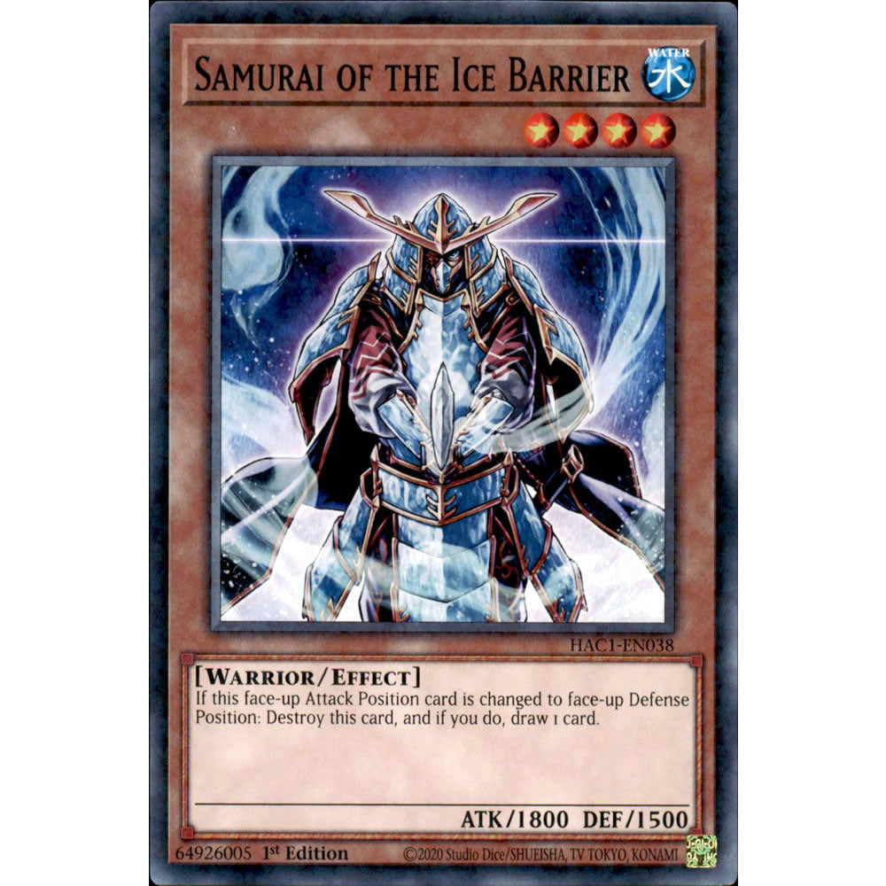 Samurai of the Ice Barrier HAC1-EN038 Yu-Gi-Oh! Card from the Hidden Arsenal: Chapter 1 Set