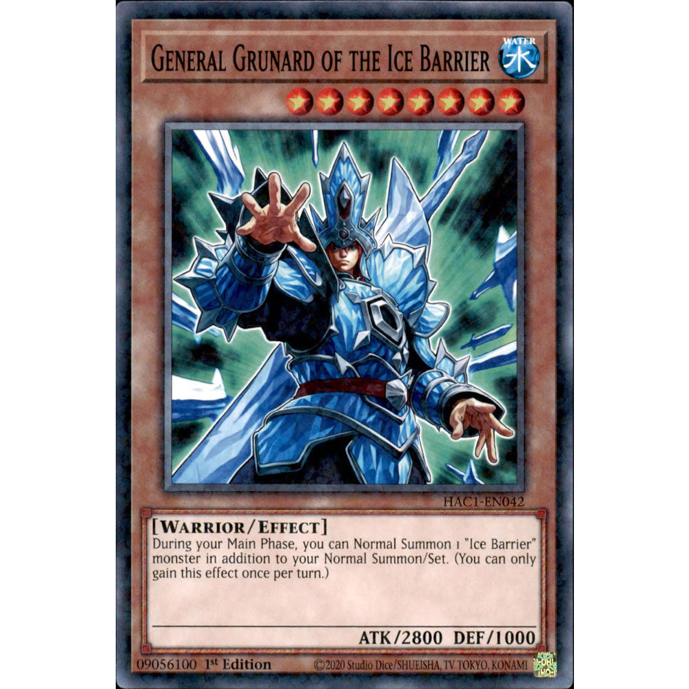 General Grunard of the Ice Barrier HAC1-EN042 Yu-Gi-Oh! Card from the Hidden Arsenal: Chapter 1 Set