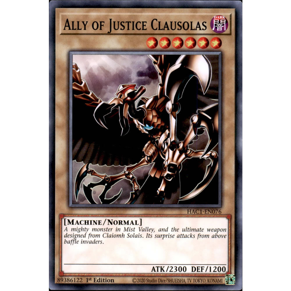 Ally of Justice Clausolas HAC1-EN076 Yu-Gi-Oh! Card from the Hidden Arsenal: Chapter 1 Set