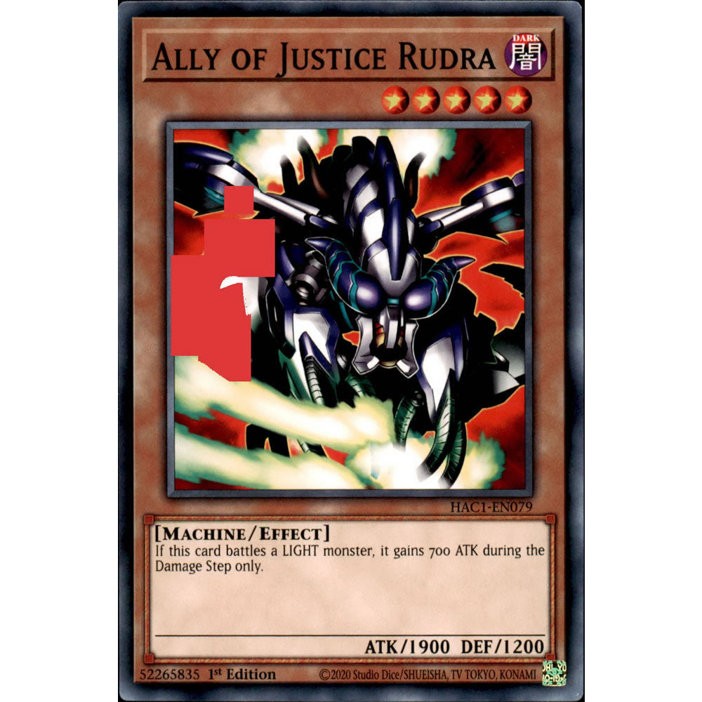 Ally of Justice Rudra HAC1-EN079 Yu-Gi-Oh! Card from the Hidden Arsenal: Chapter 1 Set