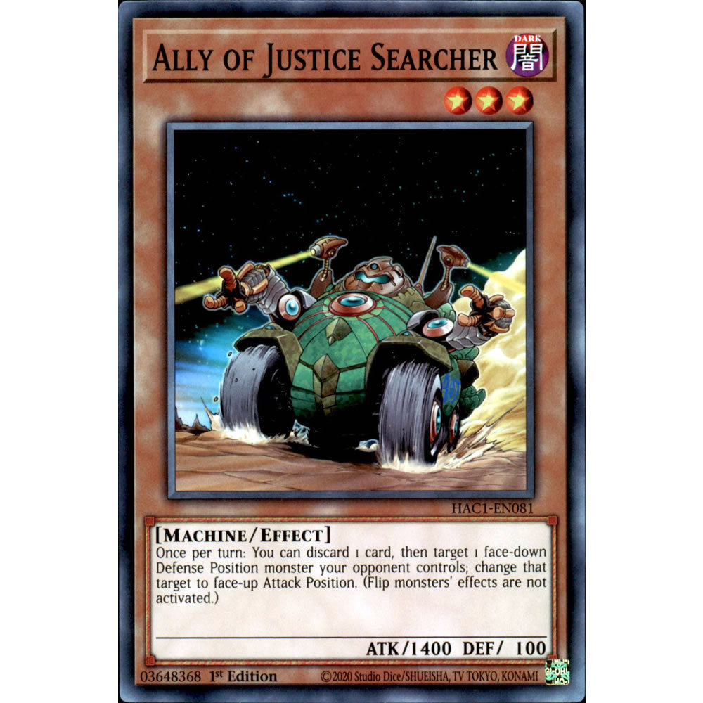 Ally of Justice Searcher HAC1-EN081 Yu-Gi-Oh! Card from the Hidden Arsenal: Chapter 1 Set