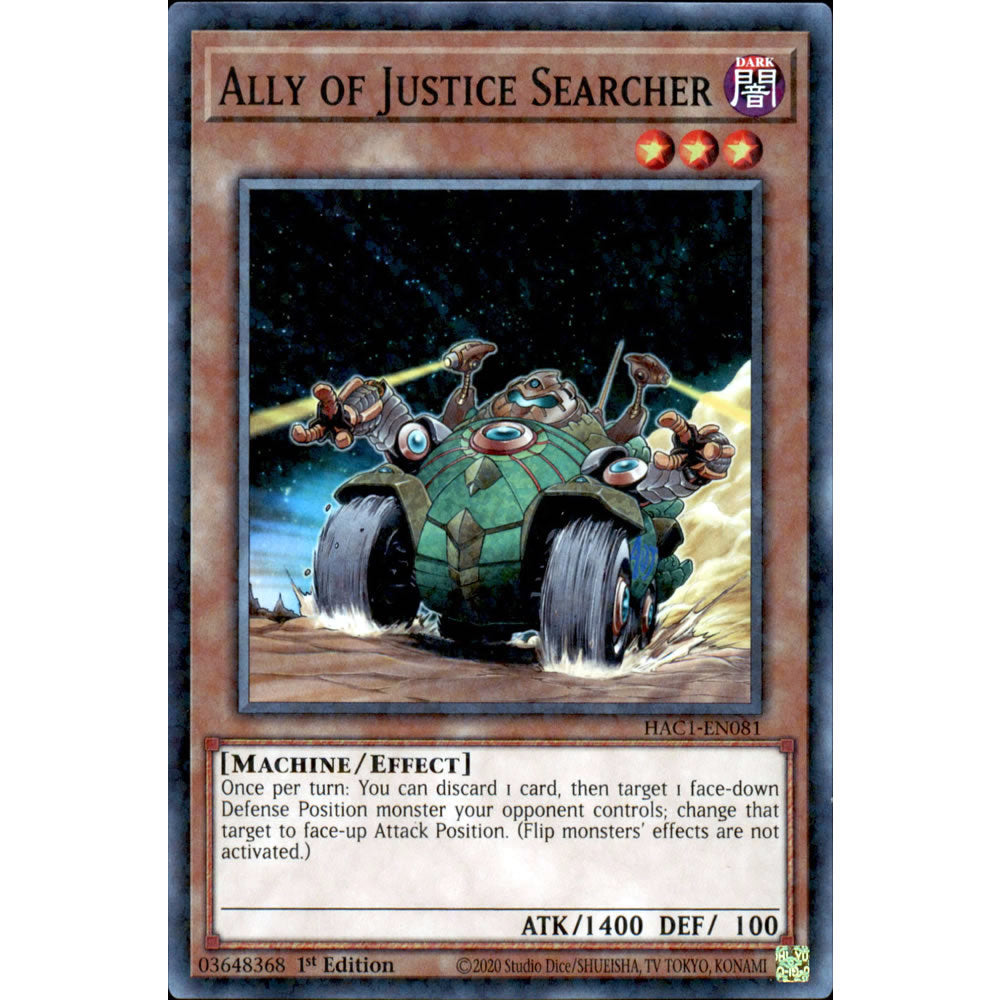 Ally of Justice Searcher HAC1-EN081 Yu-Gi-Oh! Card from the Hidden Arsenal: Chapter 1 Set