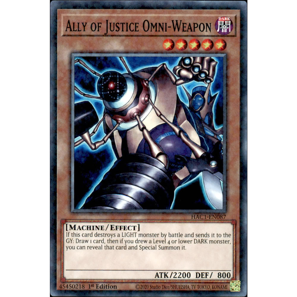 Ally of Justice Omni-Weapon HAC1-EN087 Yu-Gi-Oh! Card from the Hidden Arsenal: Chapter 1 Set