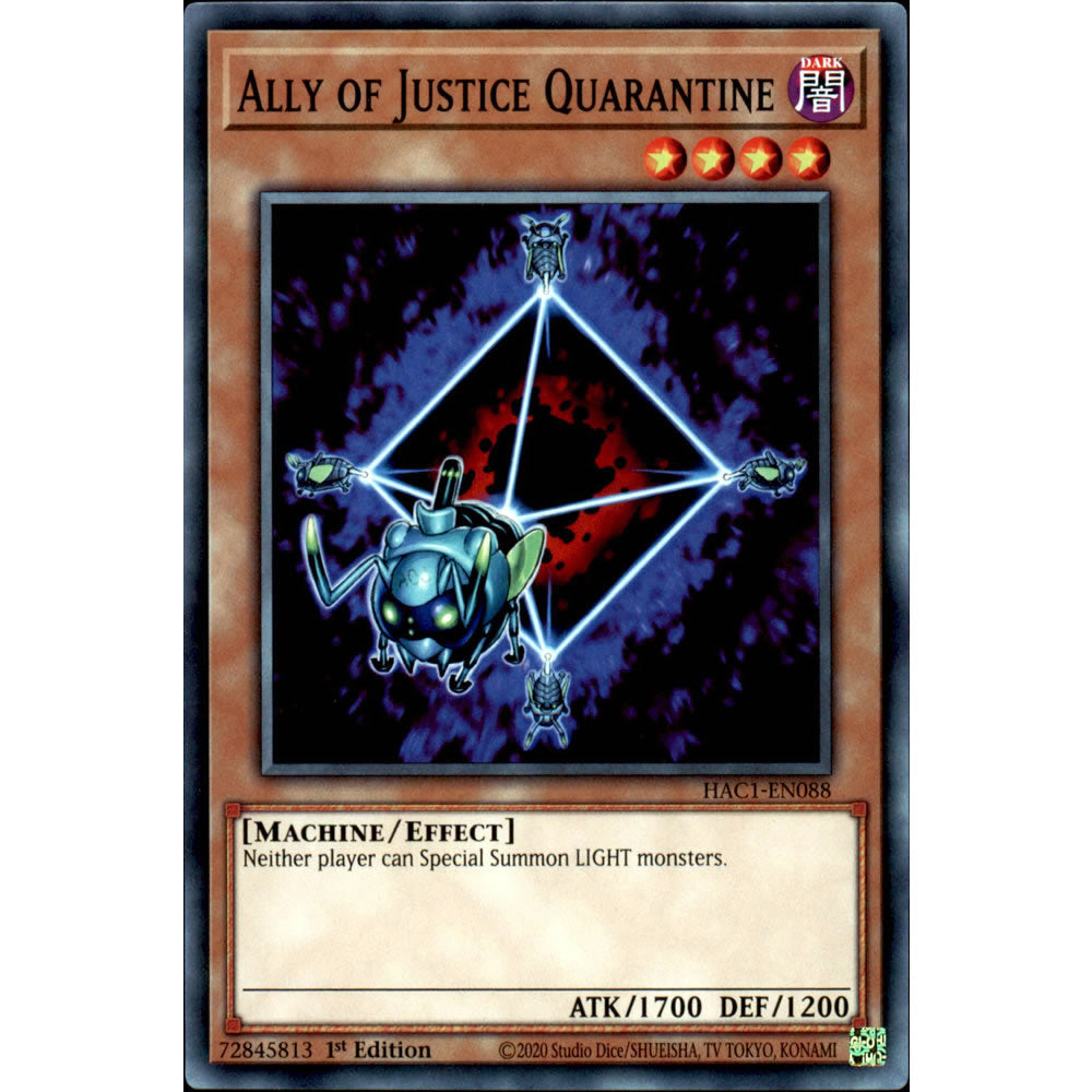 Ally of Justice Quarantine HAC1-EN088 Yu-Gi-Oh! Card from the Hidden Arsenal: Chapter 1 Set