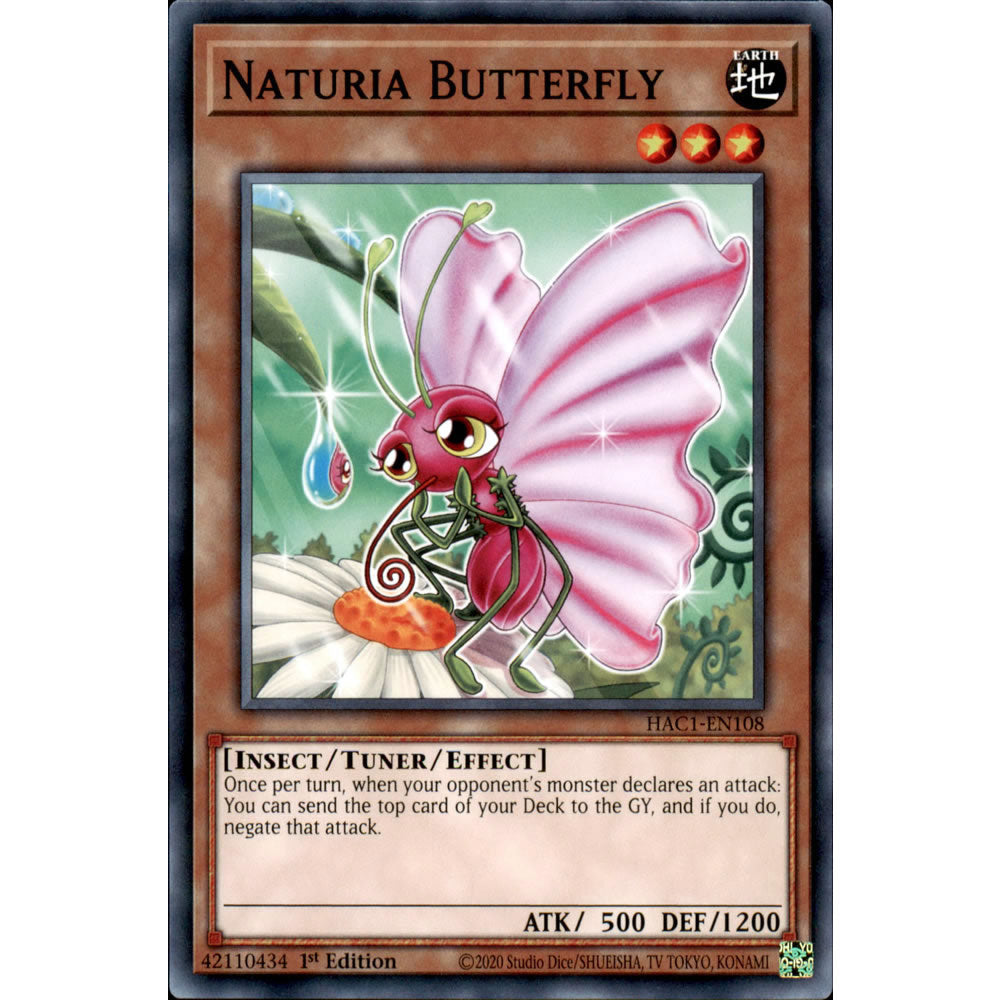 Naturia Butterfly HAC1-EN108 Yu-Gi-Oh! Card from the Hidden Arsenal: Chapter 1 Set