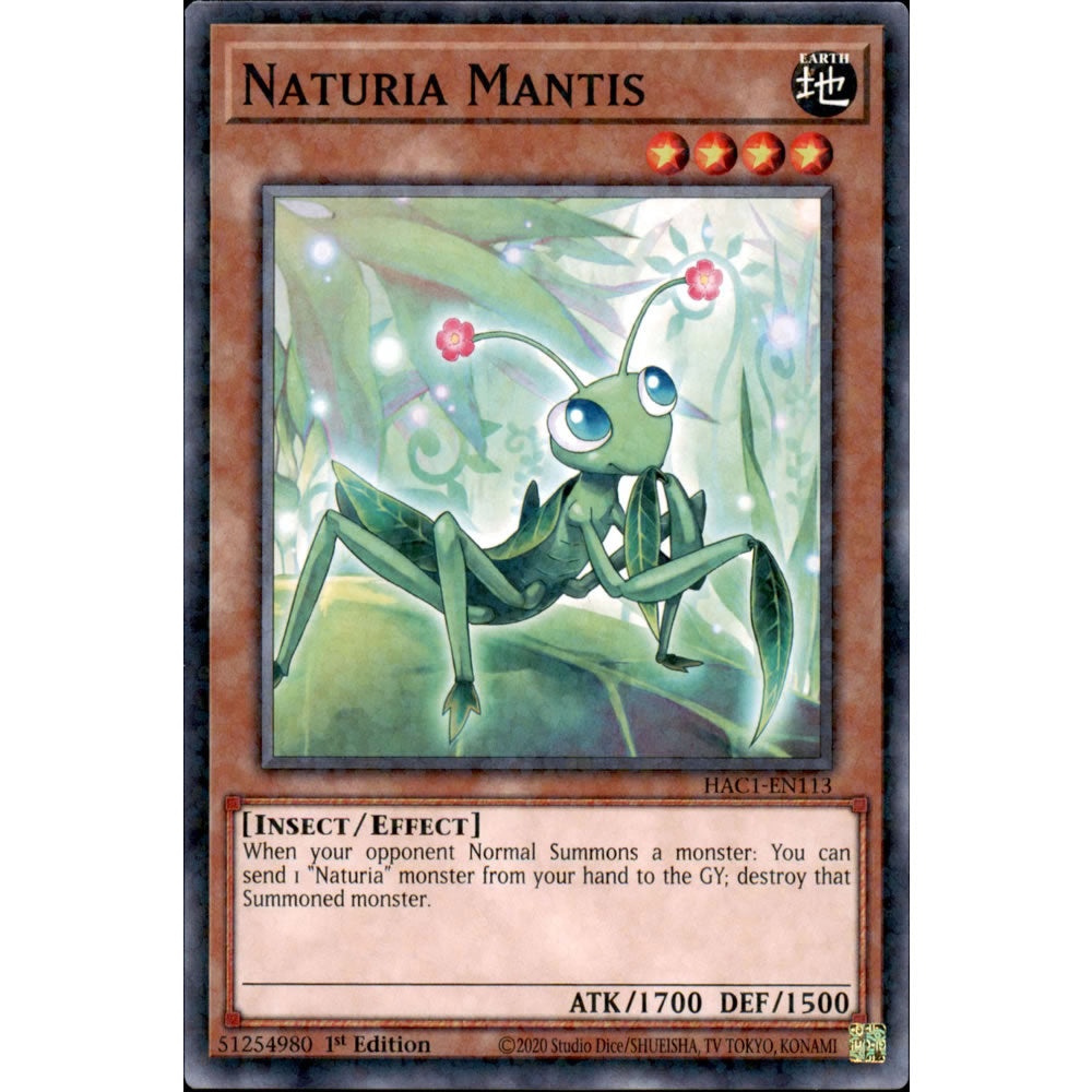 Naturia Mantis HAC1-EN113 Yu-Gi-Oh! Card from the Hidden Arsenal: Chapter 1 Set