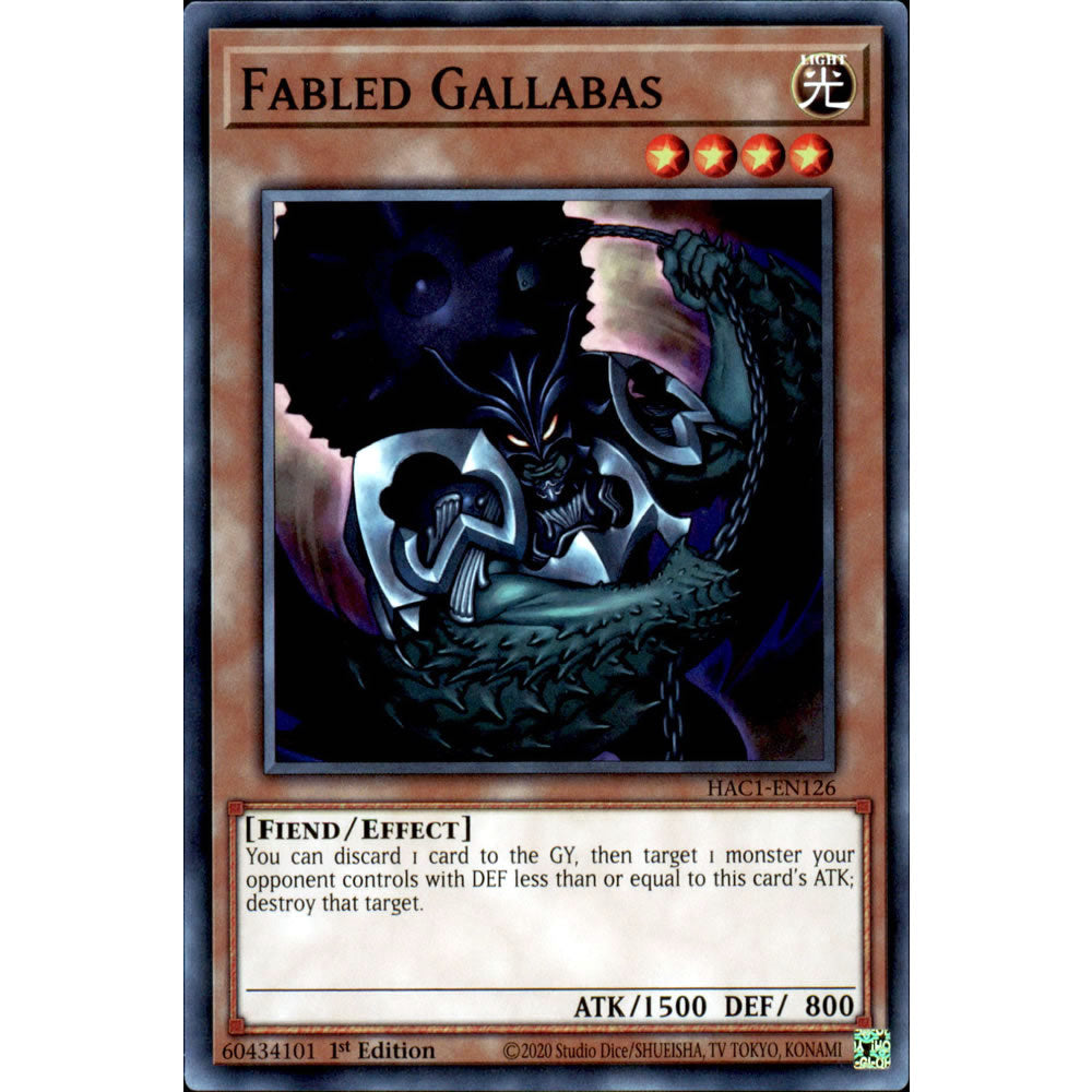 Fabled Gallabas HAC1-EN126 Yu-Gi-Oh! Card from the Hidden Arsenal: Chapter 1 Set