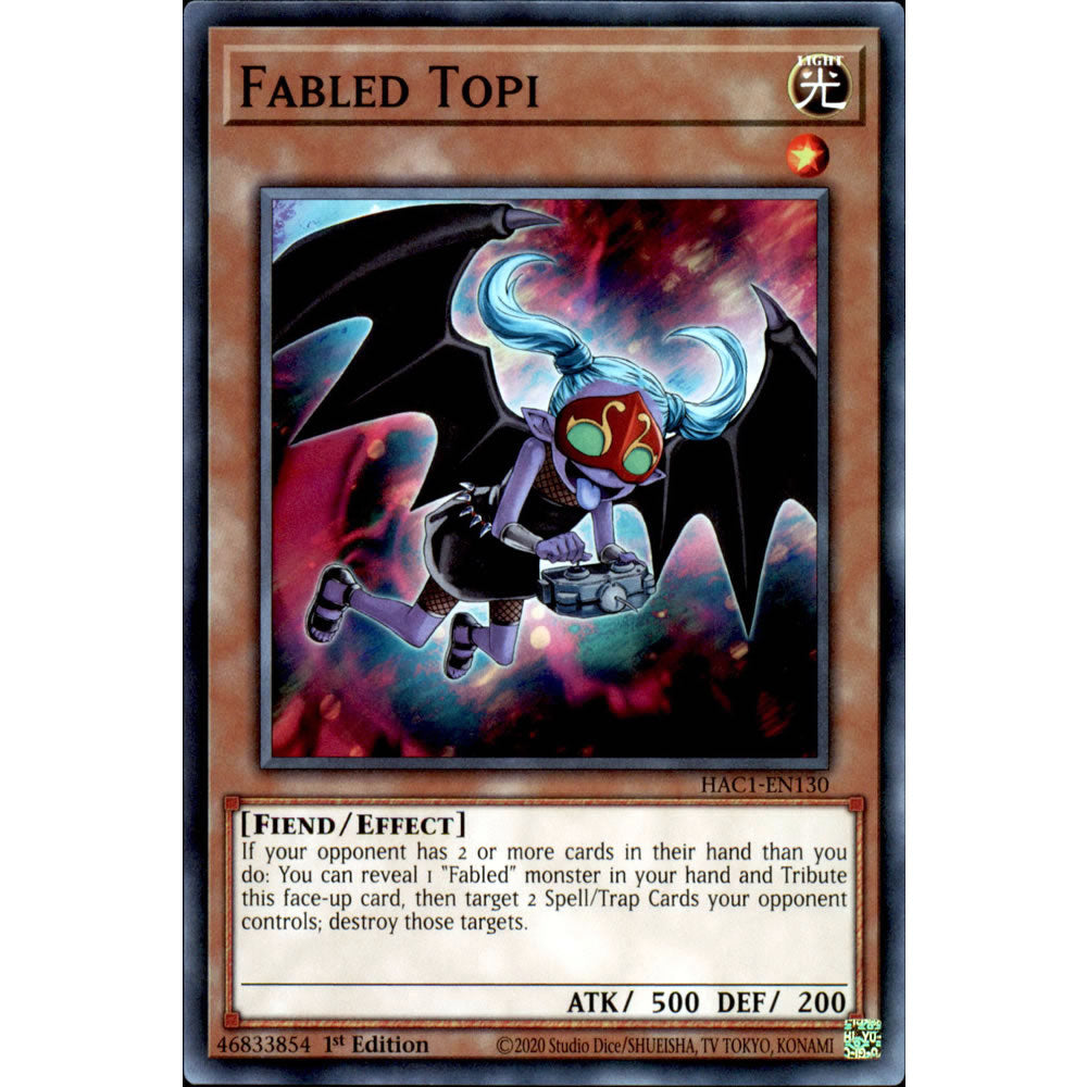 Fabled Topi HAC1-EN130 Yu-Gi-Oh! Card from the Hidden Arsenal: Chapter 1 Set