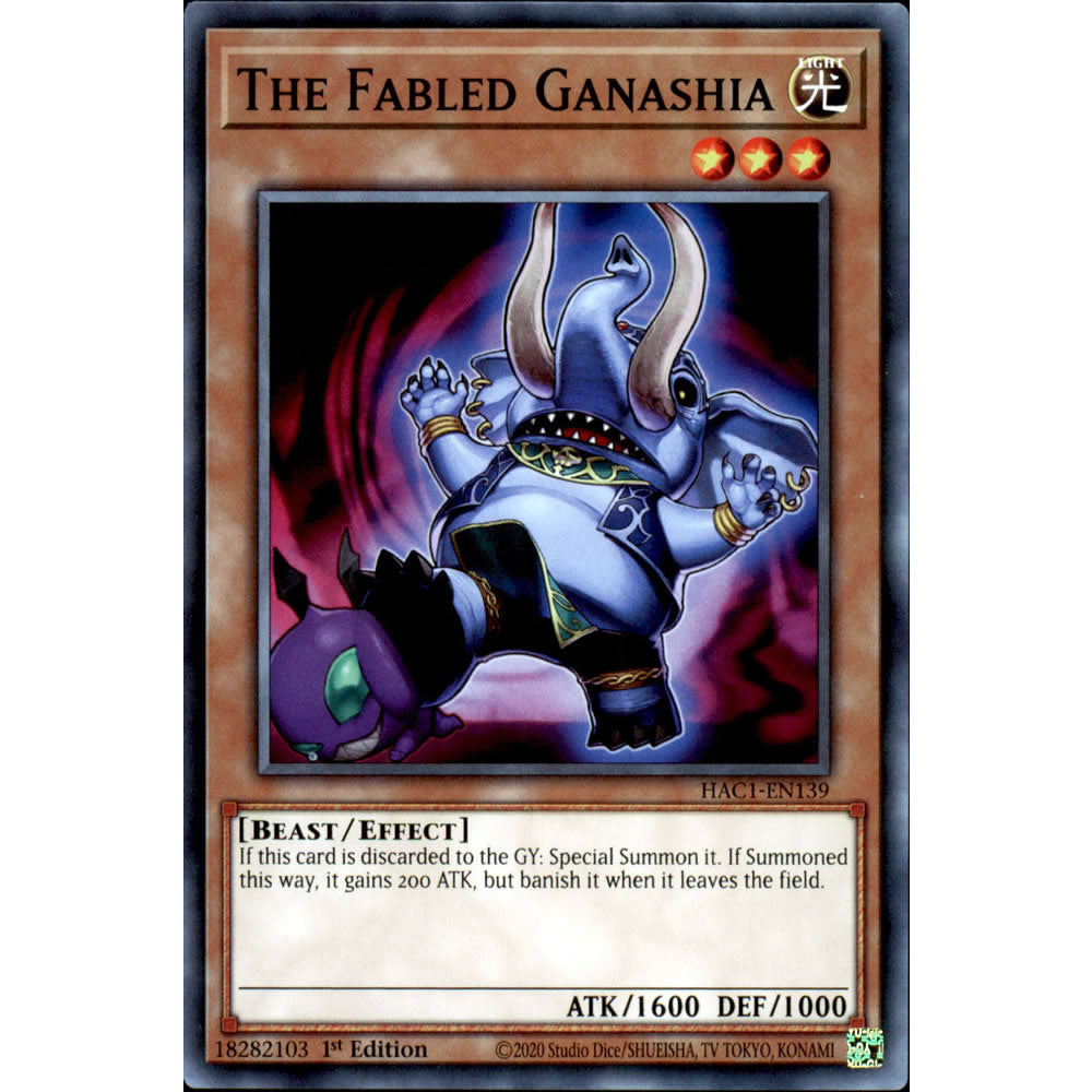 The Fabled Ganashia HAC1-EN139 Yu-Gi-Oh! Card from the Hidden Arsenal: Chapter 1 Set