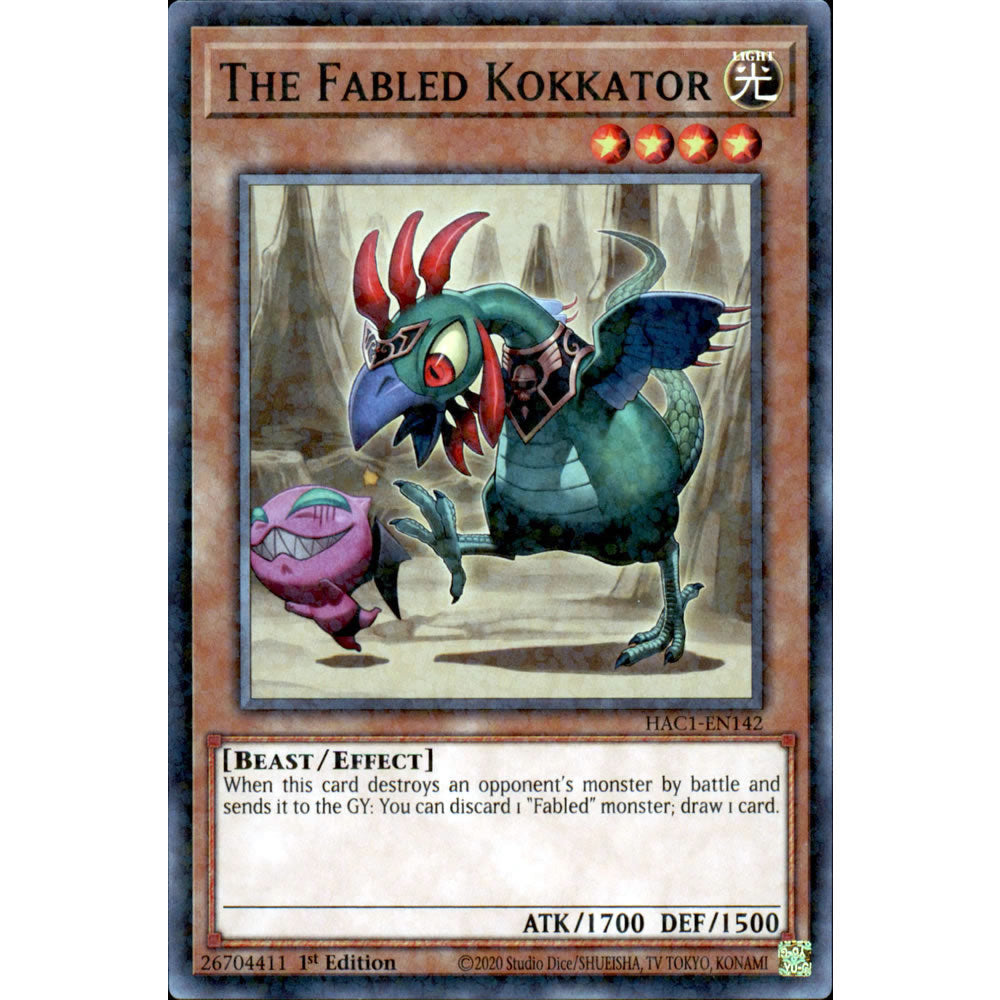 The Fabled Kokkator HAC1-EN142 Yu-Gi-Oh! Card from the Hidden Arsenal: Chapter 1 Set