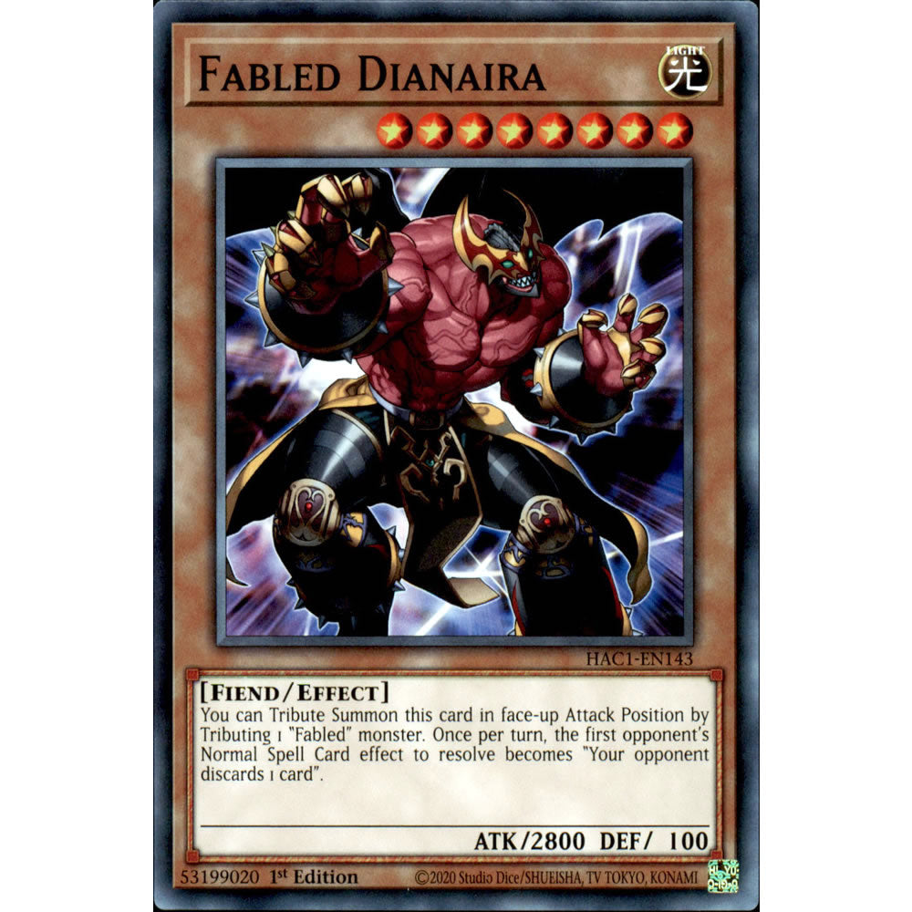 Fabled Dianaira HAC1-EN143 Yu-Gi-Oh! Card from the Hidden Arsenal: Chapter 1 Set