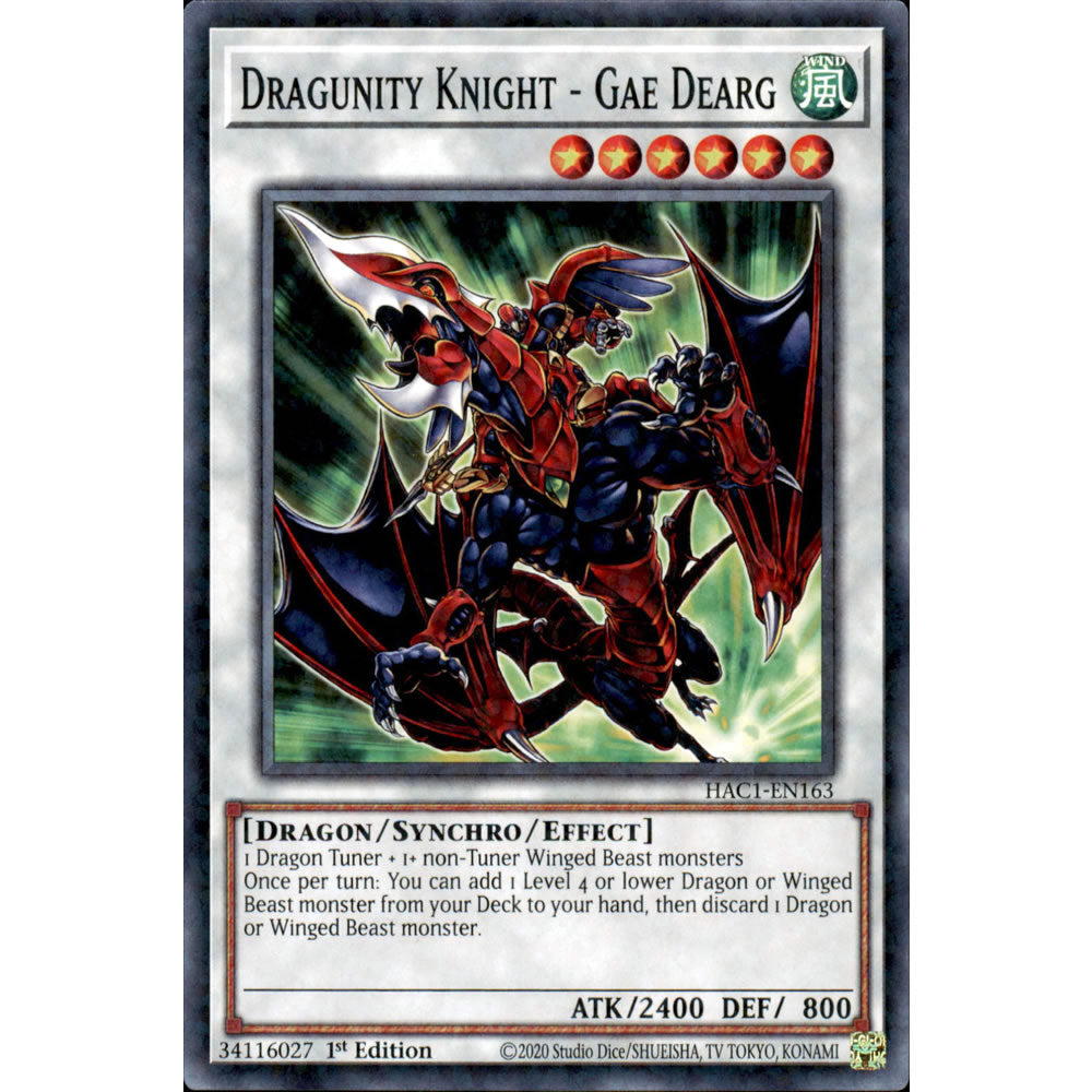 Dragunity Knight - Gae Dearg HAC1-EN163 Yu-Gi-Oh! Card from the Hidden Arsenal: Chapter 1 Set