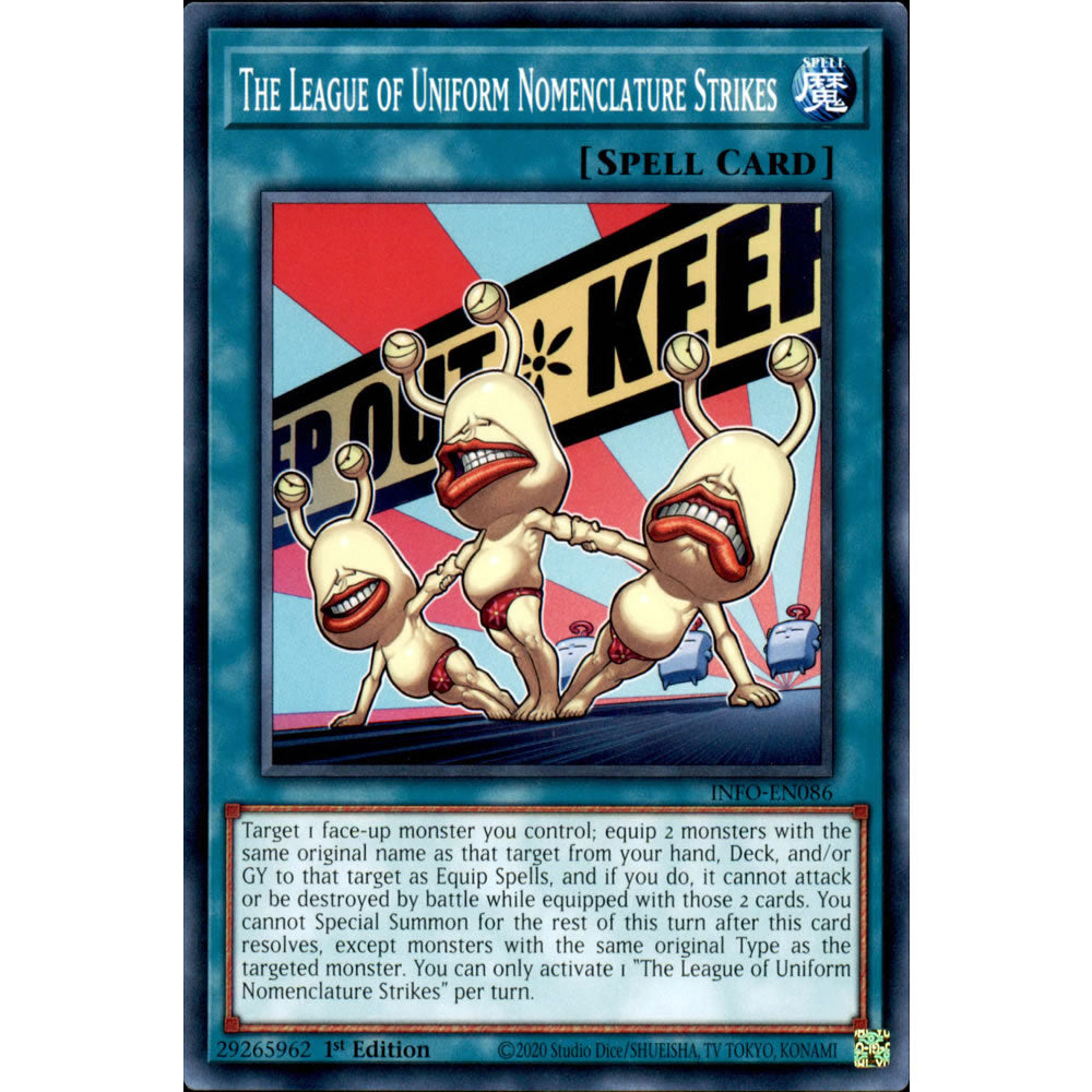 The League of Uniform Nomenclature Strikes INFO-EN086 Yu-Gi-Oh! Card from the The Infinite Forbidden Set