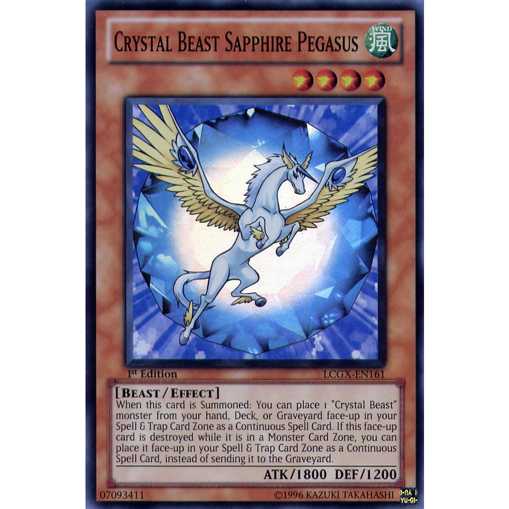 Crystal Beast Sapphire Pegasus LCGX-EN161 Yu-Gi-Oh! Card from the Legendary Collection 2: The Duel Academy Years Mega Pack Set