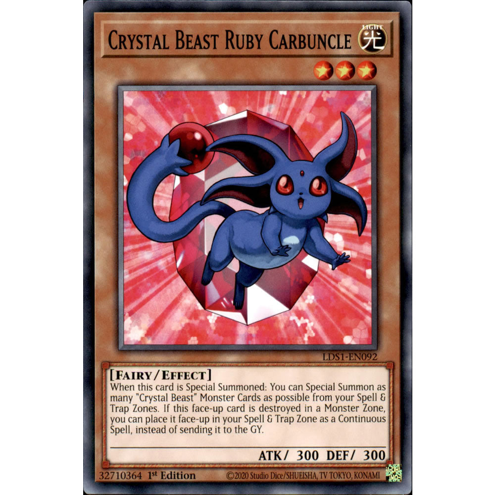 Crystal Beast Ruby Carbuncle LDS1-EN092 Yu-Gi-Oh! Card from the Legendary Duelists: Season 1 Set