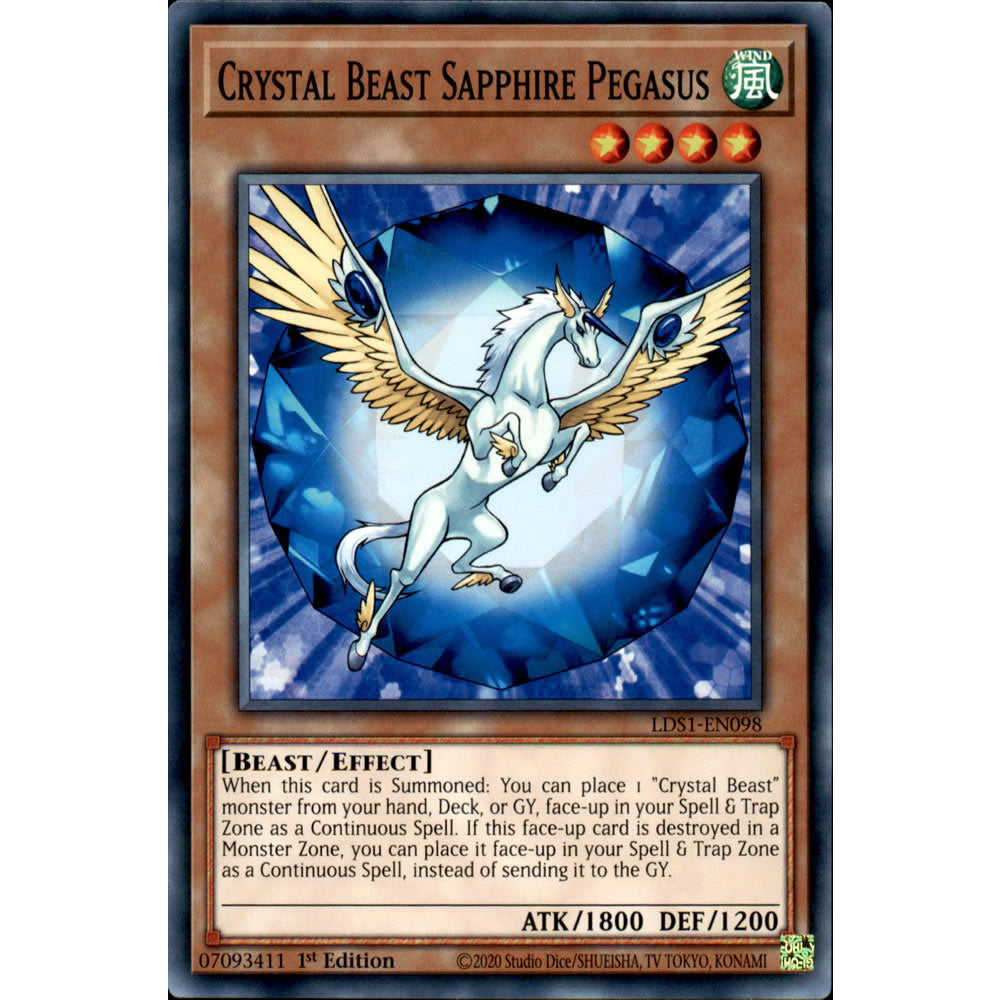 Crystal Beast Sapphire Pegasus LDS1-EN098 Yu-Gi-Oh! Card from the Legendary Duelists: Season 1 Set