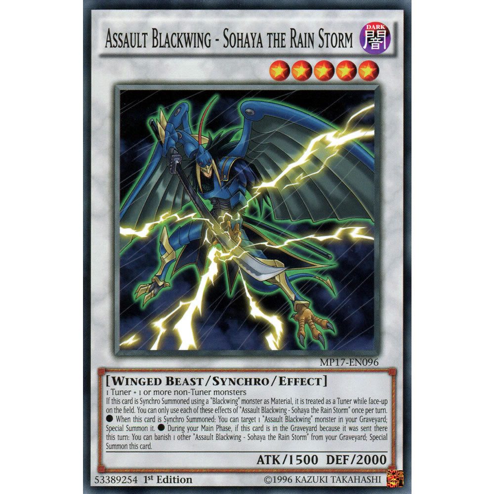 Assault Blackwing - Sohaya the Rain Storm MP17-EN096 Yu-Gi-Oh! Card from the Mega Tin 2017 Mega Pack Set