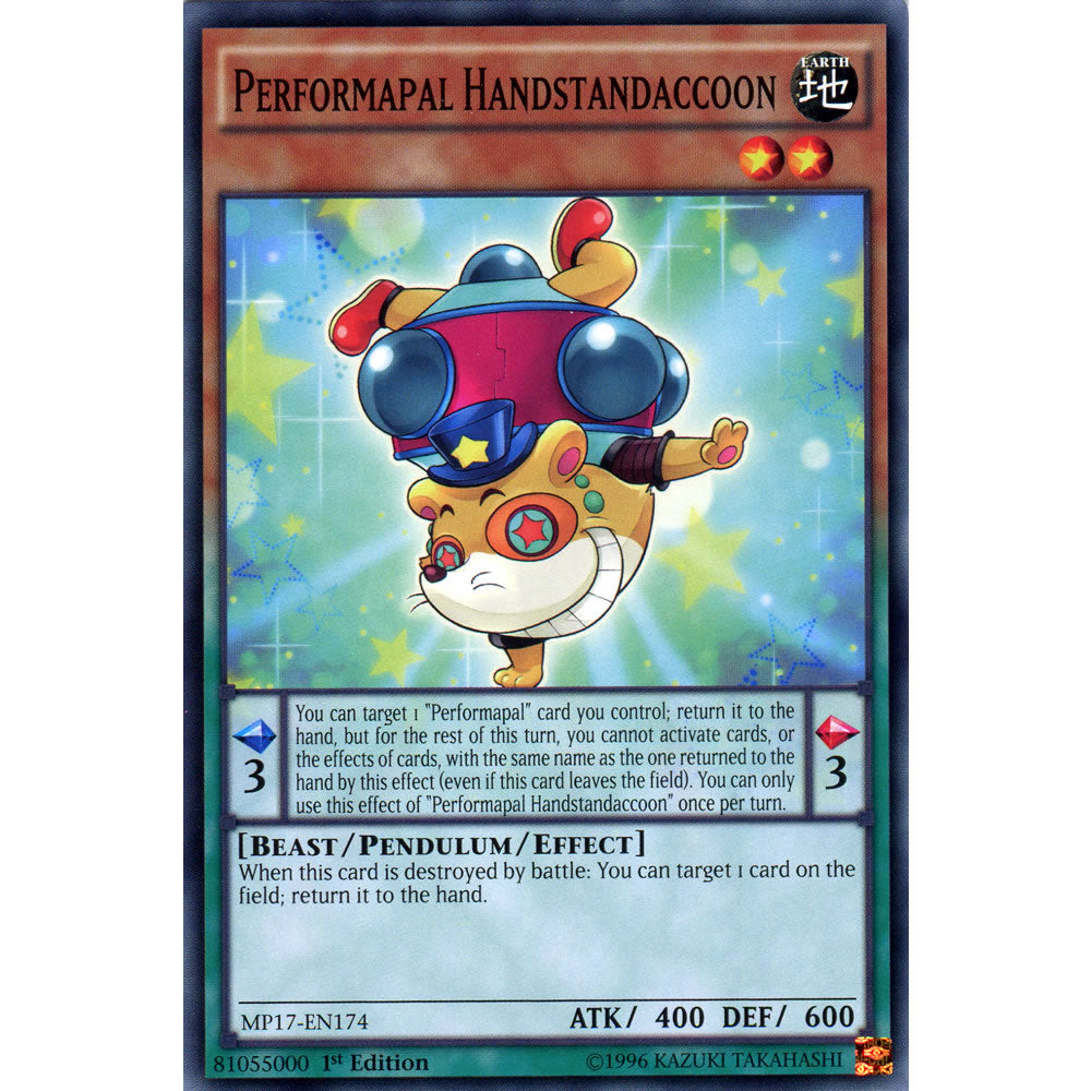 Performapal Handstandaccoon MP17-EN174 Yu-Gi-Oh! Card from the Mega Tin 2017 Mega Pack Set