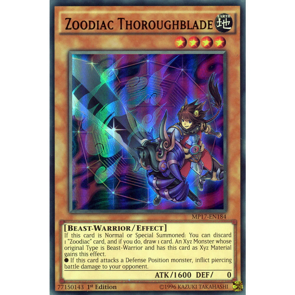 Zoodiac Thoroughblade MP17-EN184 Yu-Gi-Oh! Card from the Mega Tin 2017 Mega Pack Set