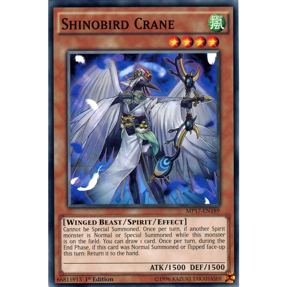 Shinobird Crane MP17-EN189 Yu-Gi-Oh! Card from the Mega Tin 2017 Mega Pack Set