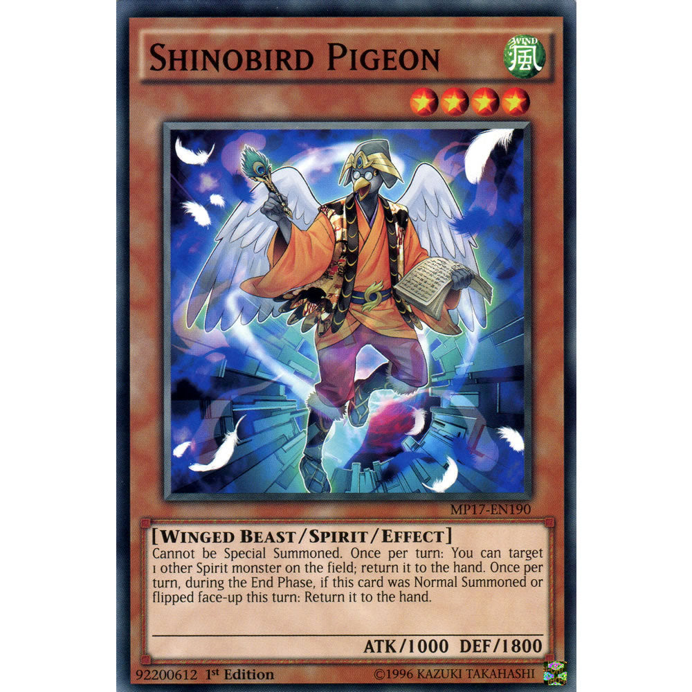 Shinobird Pigeon MP17-EN190 Yu-Gi-Oh! Card from the Mega Tin 2017 Mega Pack Set