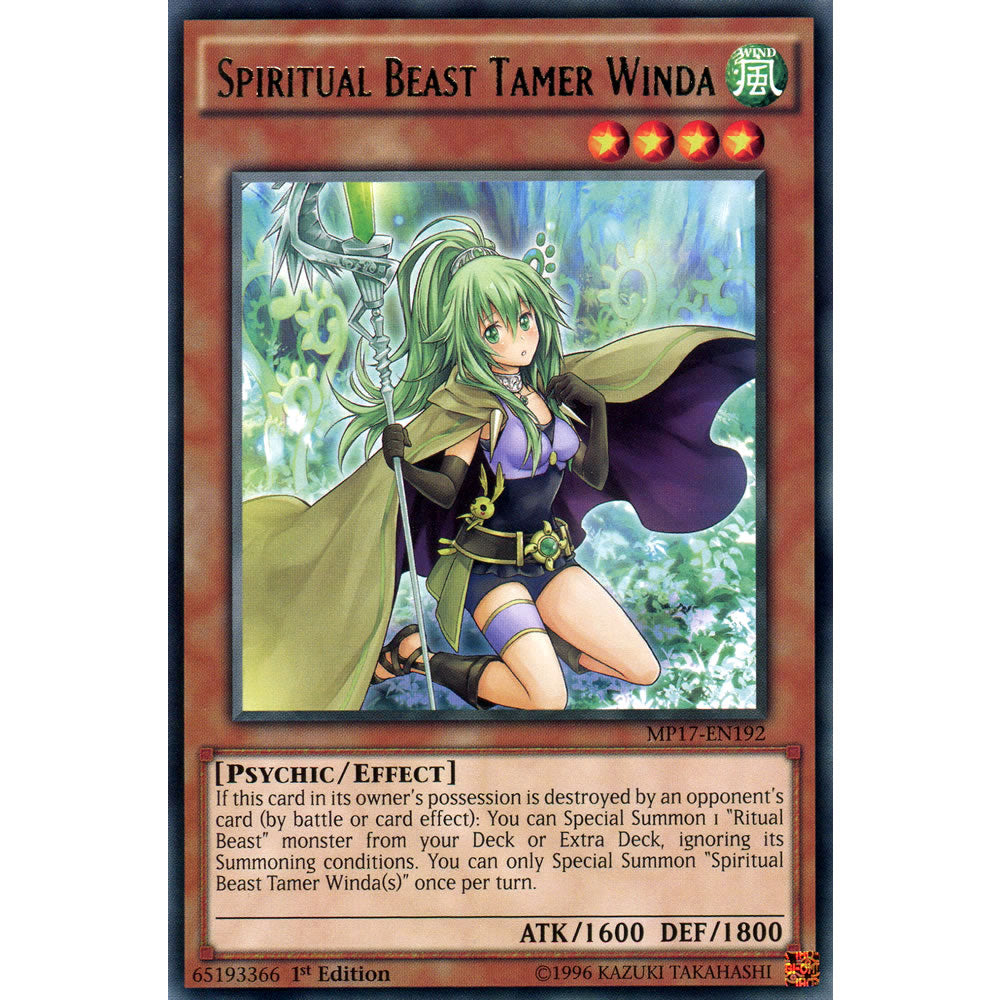 Spiritual Beast Tamer Winda MP17-EN192 Yu-Gi-Oh! Card from the Mega Tin 2017 Mega Pack Set