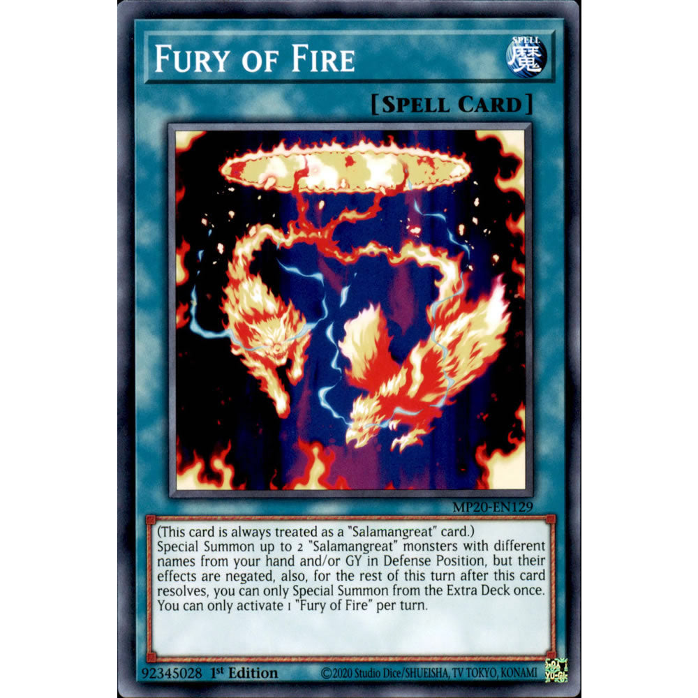 Fury of Fire MP20-EN129 Yu-Gi-Oh! Card from the Mega Tin 2020 Mega Pack Set