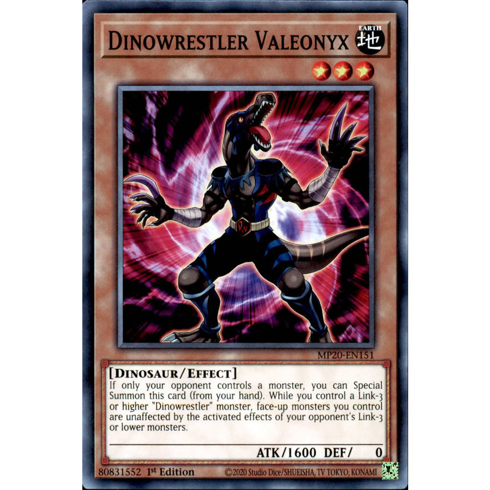 Dinowrestler Valeonyx MP20-EN151 Yu-Gi-Oh! Card from the Mega Tin 2020 Mega Pack Set