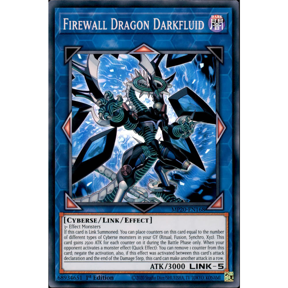 Firewall Dragon Darkfluid MP20-EN168 Yu-Gi-Oh! Card from the Mega Tin 2020 Mega Pack Set