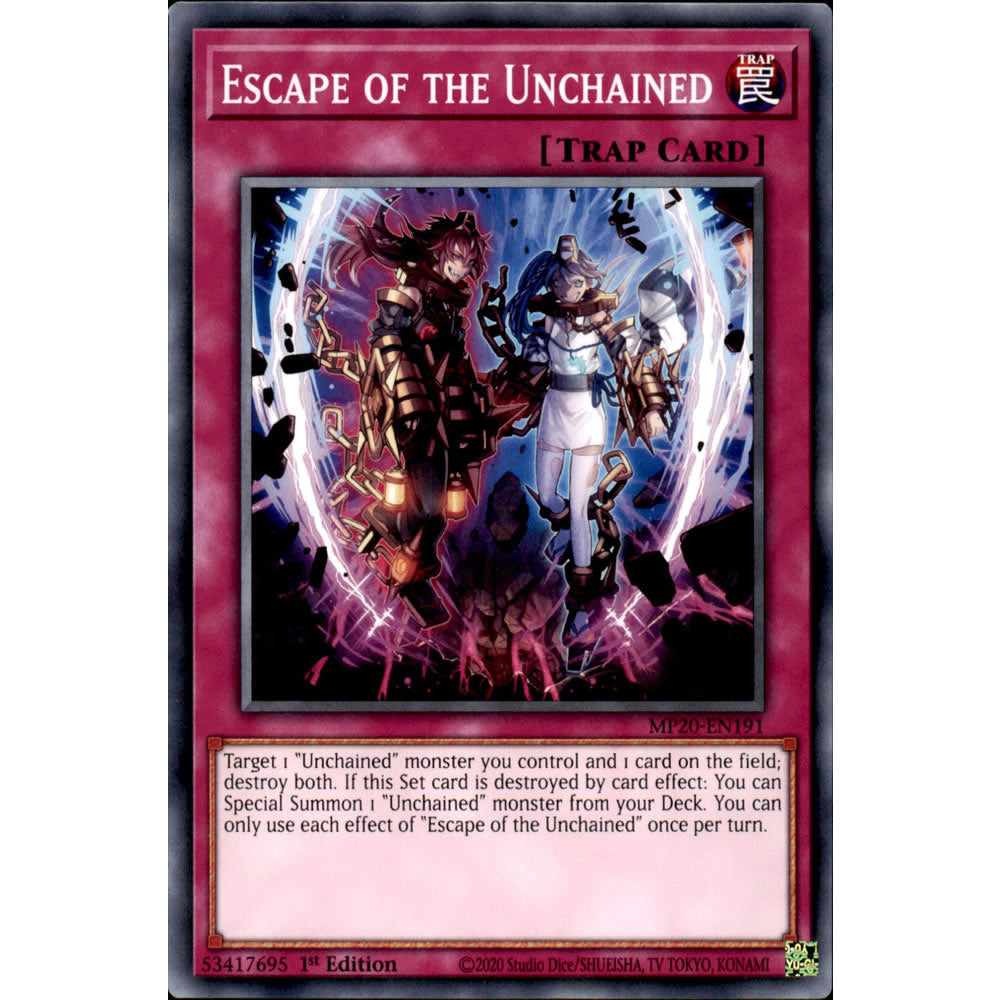 Escape of the Unchained MP20-EN191 Yu-Gi-Oh! Card from the Mega Tin 2020 Mega Pack Set