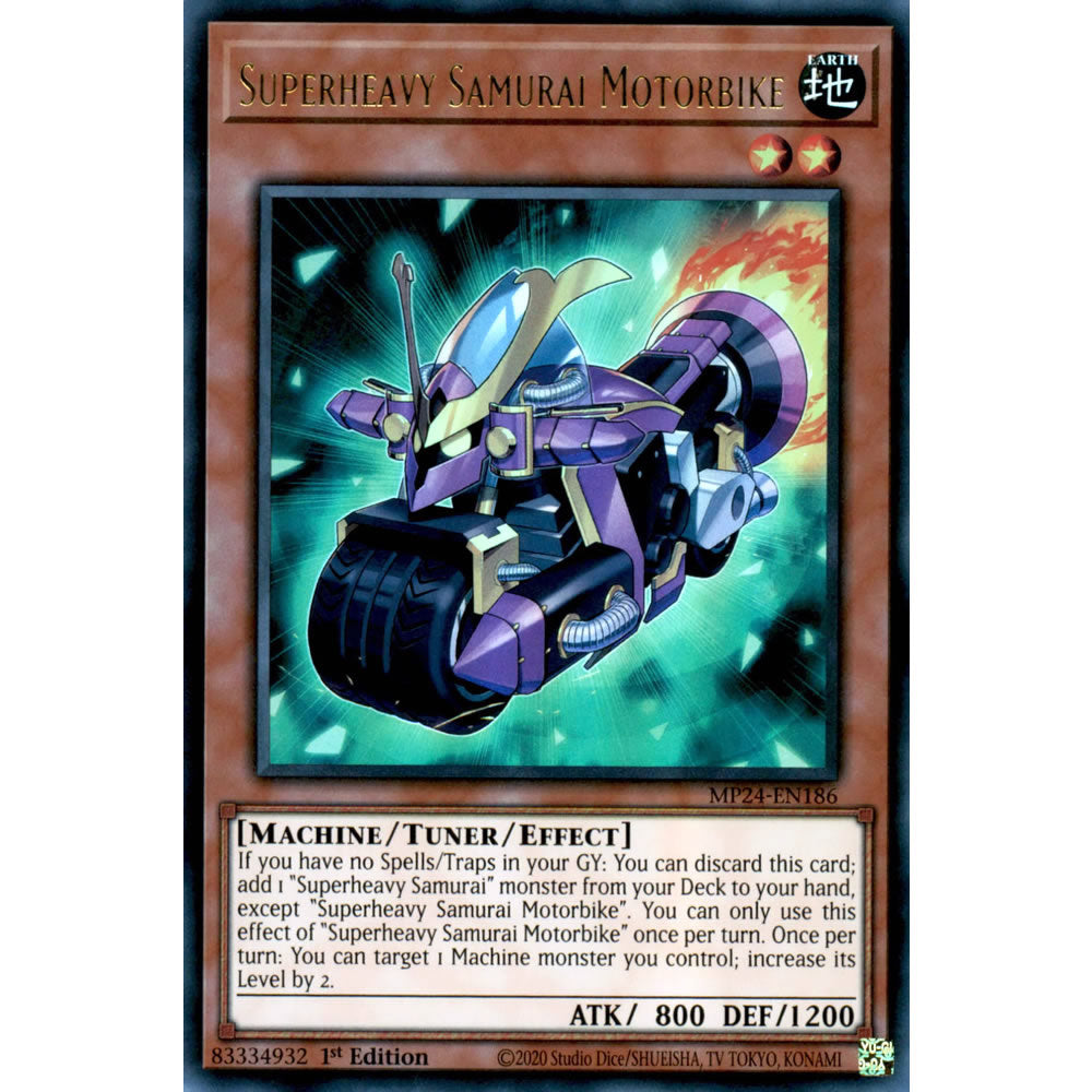 Superheavy Samurai Motorbike MP24-EN186 Yu-Gi-Oh! Card from the Mega Tin 2024 Mega Pack Set