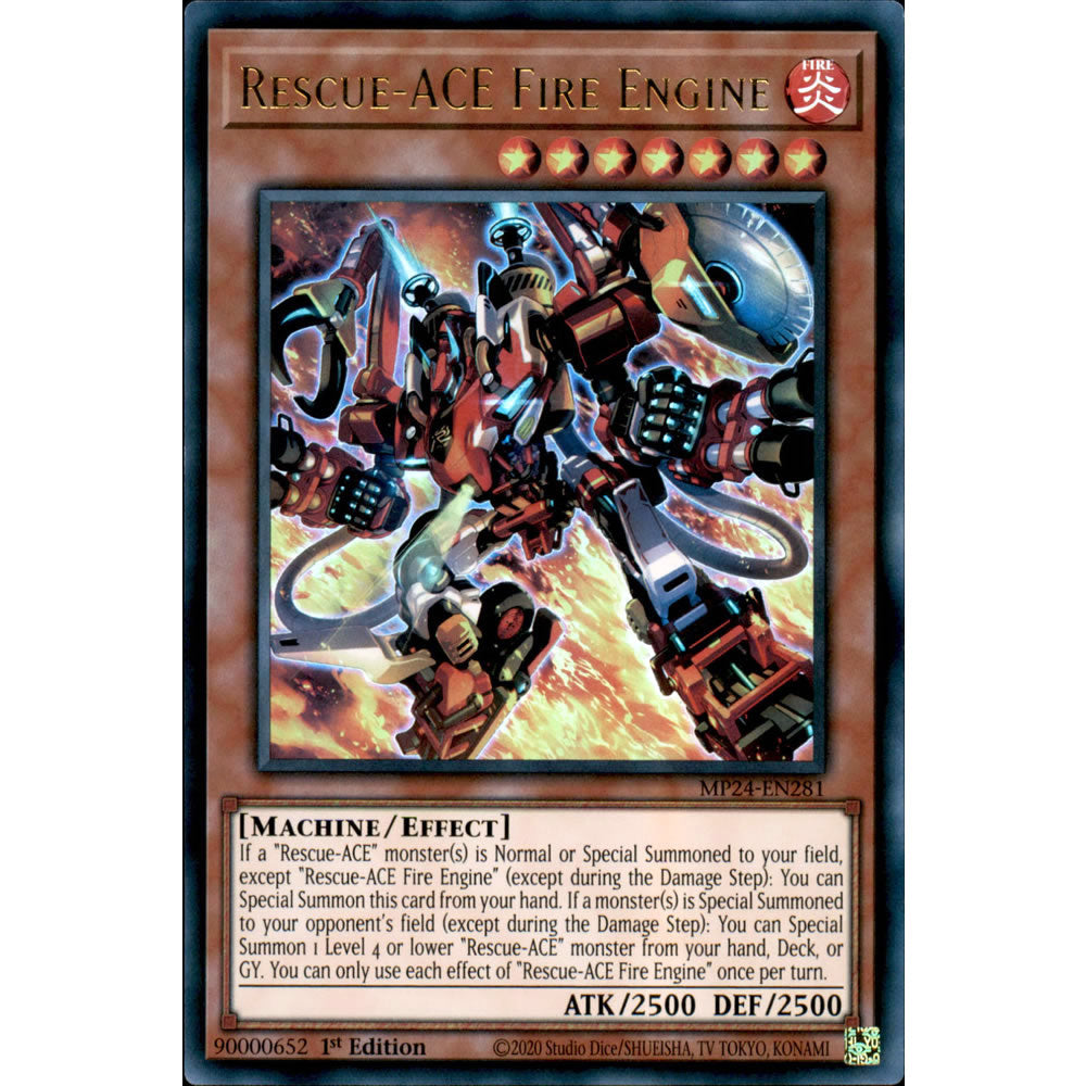 Rescue-ACE Fire Engine MP24-EN281 Yu-Gi-Oh! Card from the Mega Tin 2024 Mega Pack Set