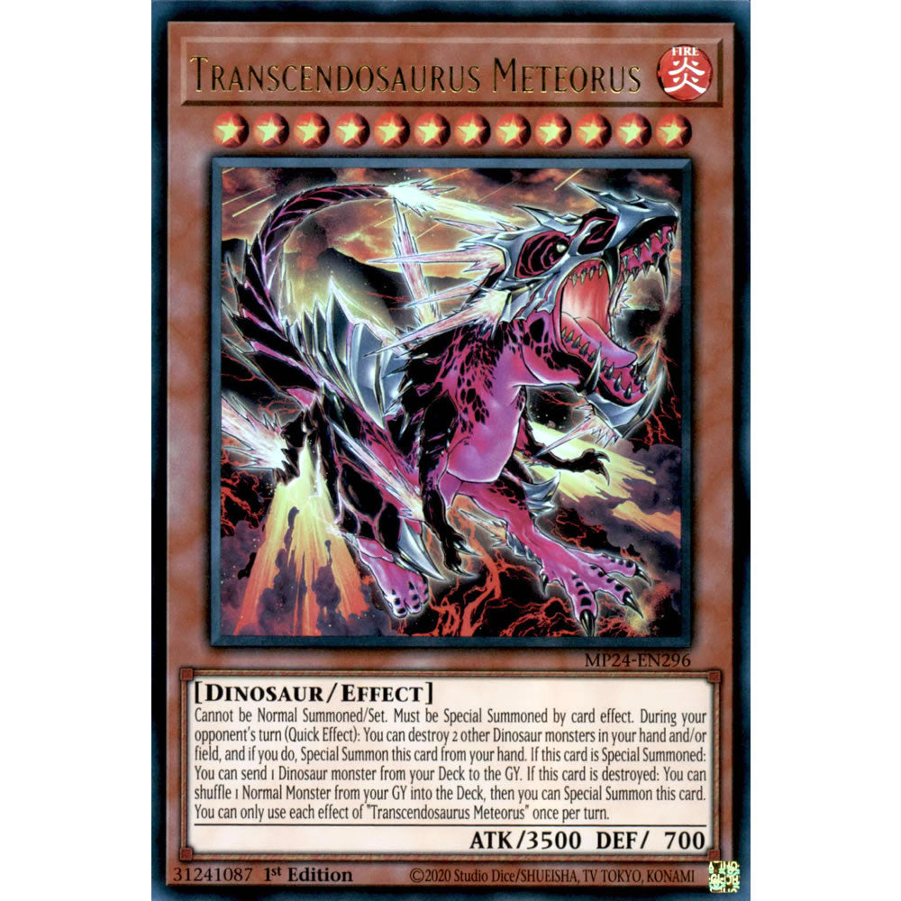 Transcendosaurus Meteorus MP24-EN296 Yu-Gi-Oh! Card from the Mega Tin 2024 Mega Pack Set