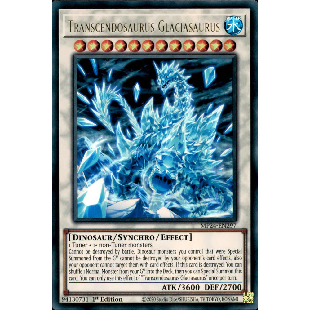 Transcendosaurus Glaciasaurus MP24-EN297 Yu-Gi-Oh! Card from the Mega Tin 2024 Mega Pack Set