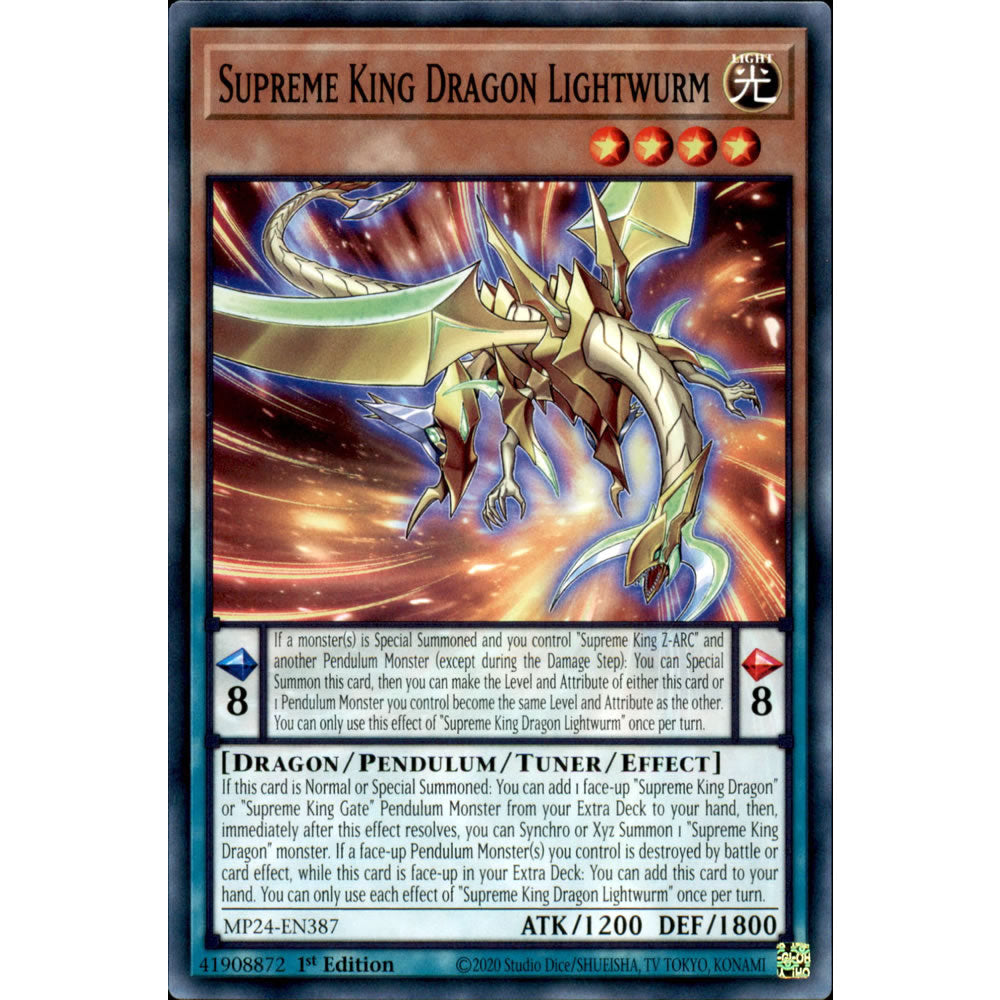 Supreme King Dragon Lightwurm MP24-EN387 Yu-Gi-Oh! Card from the Mega Tin 2024 Mega Pack Set