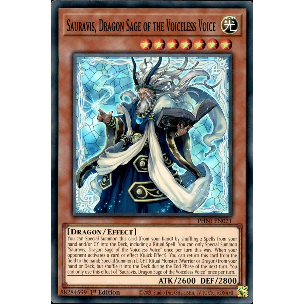 Sauravis, Dragon Sage of the Voiceless Voice PHNI-EN021 Yu-Gi-Oh! Card from the Phantom Nightmare Set