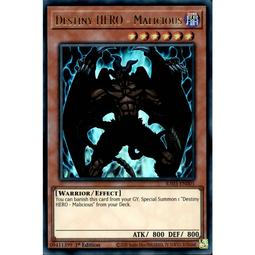 Destiny HERO - Malicious RA03-EN001 Yu-Gi-Oh! Card from the Quarter Century Bonanza Set