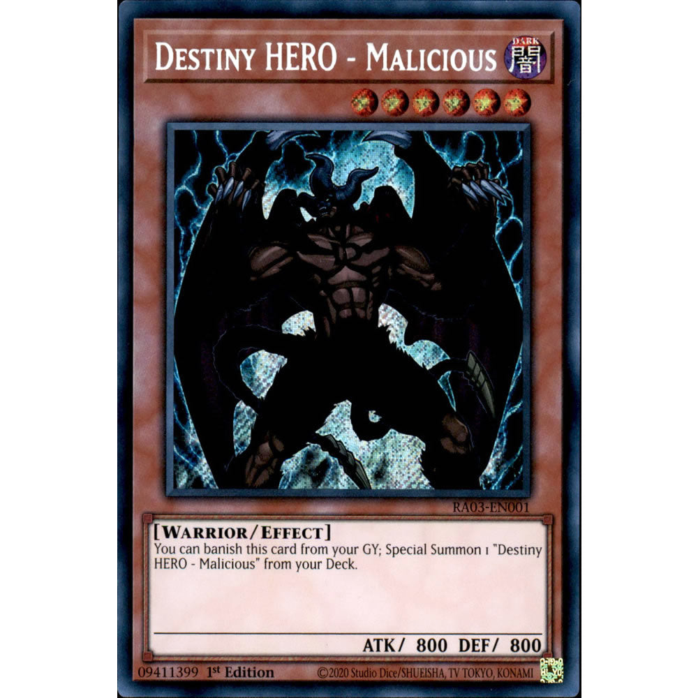 Destiny HERO - Malicious RA03-EN001 Yu-Gi-Oh! Card from the Quarter Century Bonanza Set