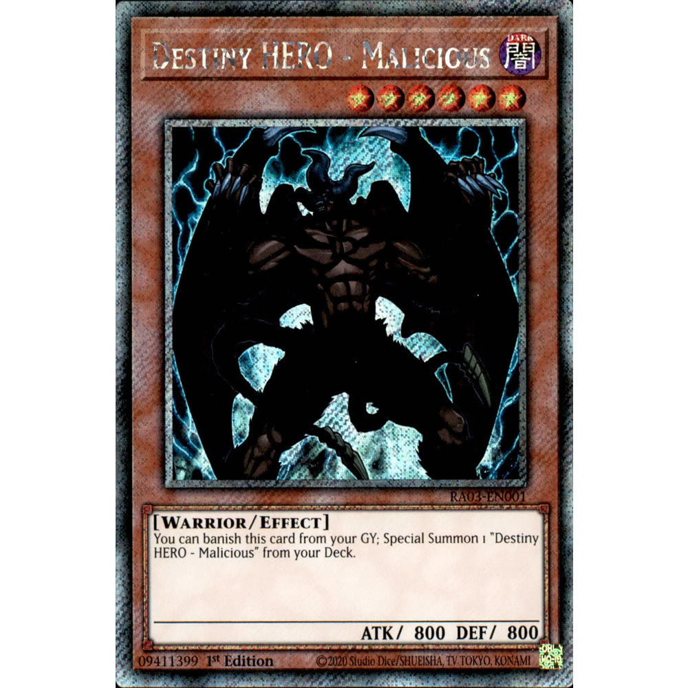 Destiny HERO - Malicious RA03-EN001 Yu-Gi-Oh! Card from the Quarter Century Bonanza Set