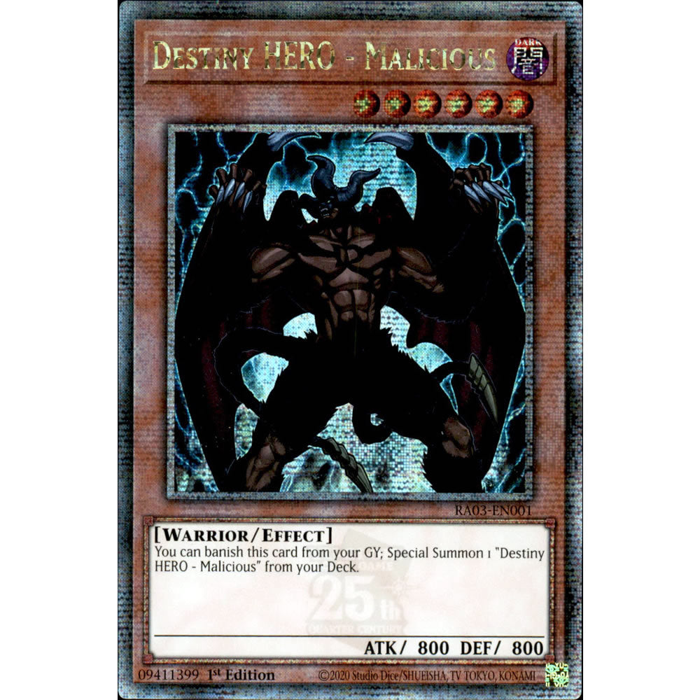 Destiny HERO - Malicious RA03-EN001 Yu-Gi-Oh! Card from the Quarter Century Bonanza Set