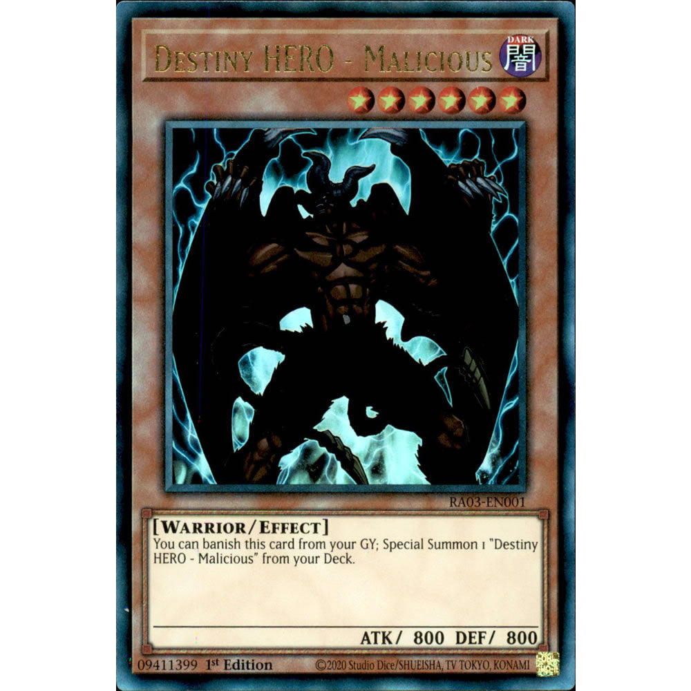 Destiny HERO - Malicious RA03-EN001 Yu-Gi-Oh! Card from the Quarter Century Bonanza Set